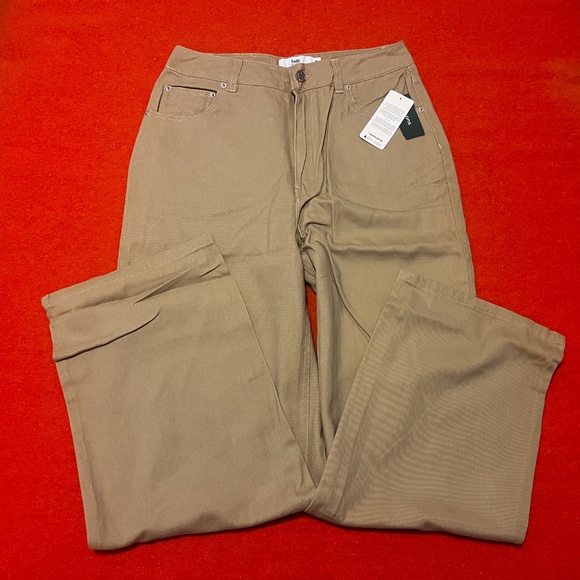 Fawn light brown organic cotton high rise straight leg jeans NWT - Picture 3 of 9